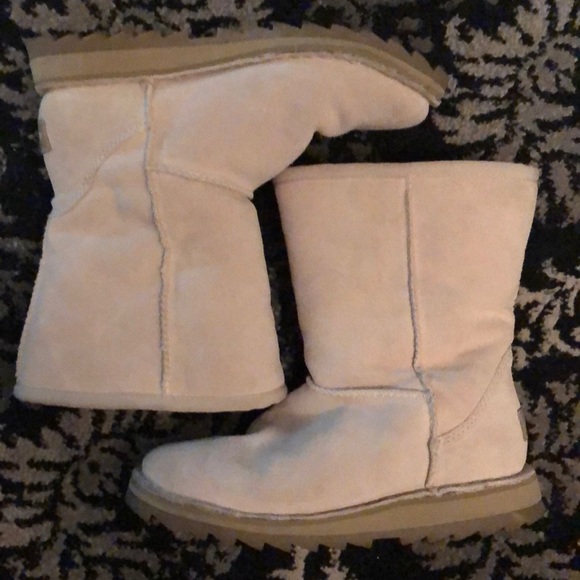 ALDO suede leather shearling wool ivory boots 5.5 - Picture 4 of 7